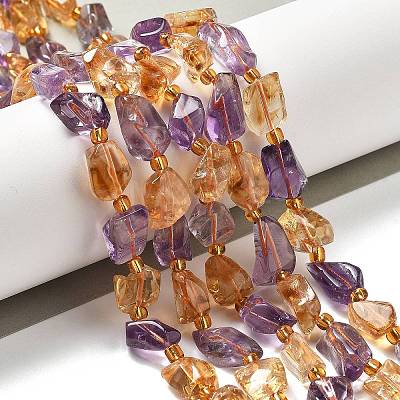 Natural Citrine & Amethyst Beads Strands G-H074-C01-02-1