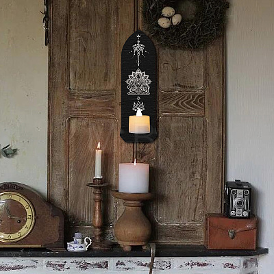 Boho Style Wall Mounted Wood Candle Holder Stand AJEW-WH0379-005-1