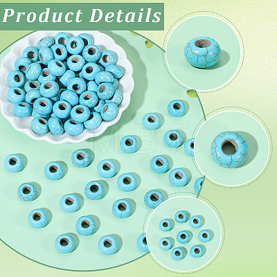 100Pcs Synthetic Turquoise European Beads TURQ-PA0001-04B-1