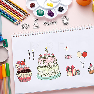 Globleland 1 Set Birthday Cake PET Hollow Out Drawing Painting Stencils DIY-GL0004-111-1