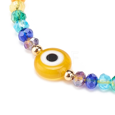 Lampwork Evil Eye & Glass Beaded Bracelet BJEW-JB08367-02-1