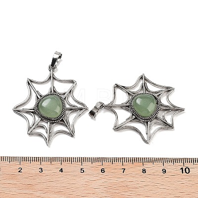 Natural Green Aventurine Spider Web Pendants G-Q163-09AS-07-1