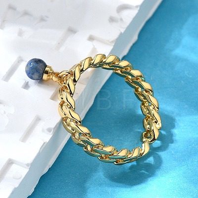 Brass Curb Chain Cuff Rings for Women RJEW-Z085-03G-07-1