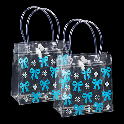Rectangle Transparent Printed PVC Plastic Gift Tote Bags ABAG-TADJ0002-002F-1
