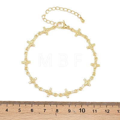 Virgin Mary Theme Brass Micro Pave Clear Cubic Zirconia Link Chain Bracelets for Women BJEW-A090-08A-G-1