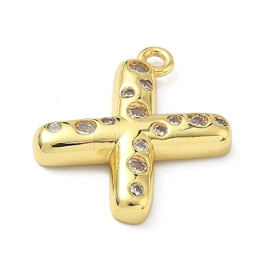 Brass Micro Pave Clear Cubic Zirconia Pendants KK-I476-02G-X-1