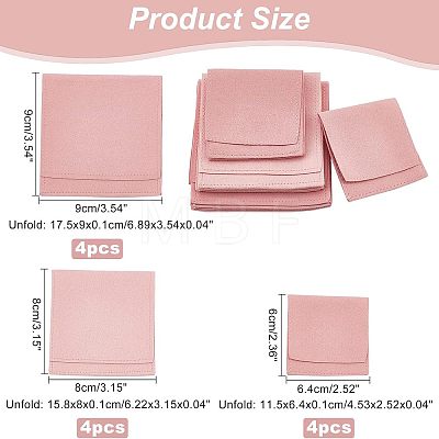  12Pcs 3 Styles Microfiber Jewelry Bag Gift Pouches ABAG-NB0001-54A-1