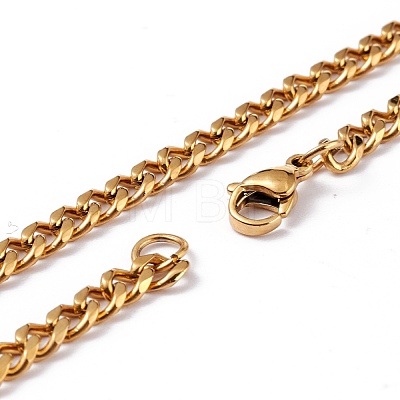 Men's Vacuum Plating 304 Stainless Steel Curb Chain Necklaces NJEW-I248-06A-G-1