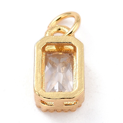 Real 18K Gold Plated Brass Inlaid Cubic Zirconia Charms X-ZIRC-L100-075G-03-1