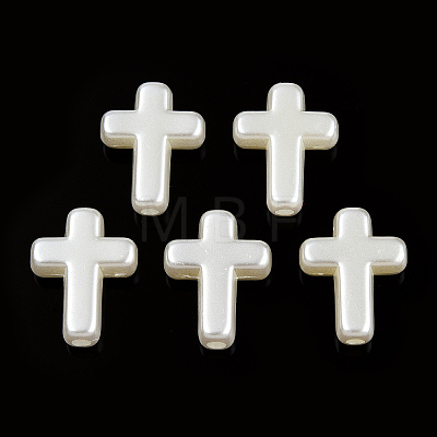 ABS Plastic Imitation Pearl Beads X-OACR-T018-06-1