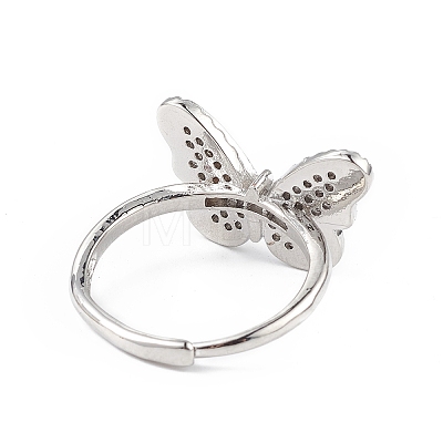 Clear Cubic Zirconia Butterfly Adjustable Ring RJEW-L100-013P-1