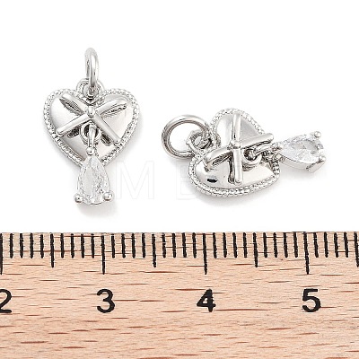 Brass with Clear Cubic Zirconia Charms KK-P271-27P-1