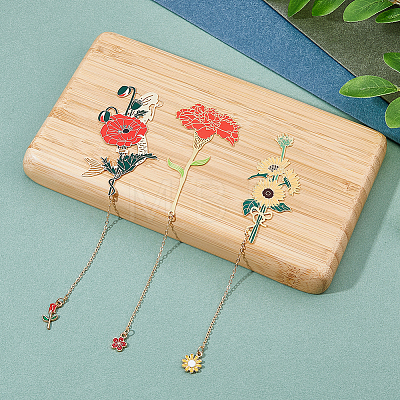 SUPERFINDINGS 3Pcs 3 Styles Flower Enamel Bookmark AJEW-FH0004-52-1