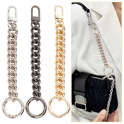 WADORN 3Pcs 3 Colors Aluminum Curb Chain Purse Strap Extenders FIND-WR0008-93-1