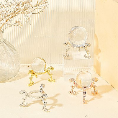 6pcs 3 Colors Crystal Ball Display Stand Alloy Metal Base ODIS-GA0001-38-1