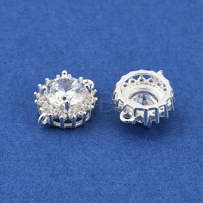 925 Sterling Silver Pave Clear Cubic Zirconia Connector Charms STER-P060-01S-1