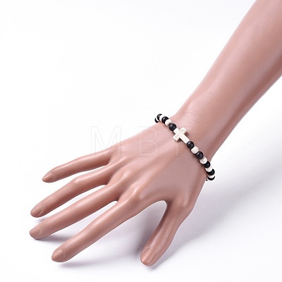 Natural Sandalwood Beads Stretch Bracelets BJEW-JB04679-04-1