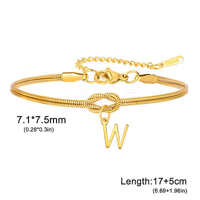 304 Stainless Steel Initial Charm Bracelets FS-WGD8E41-52-1