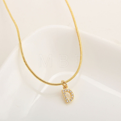 Brass Micro Pave Clear Cubic Zirconia Pendant Initial Necklaces FS-WGC46E8-04-1