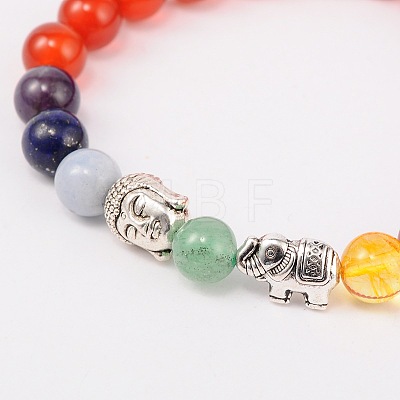 Stretch Buddhist Jewelry Multi-Color Gemstone Chakra Bracelets BJEW-JB01690-05-1