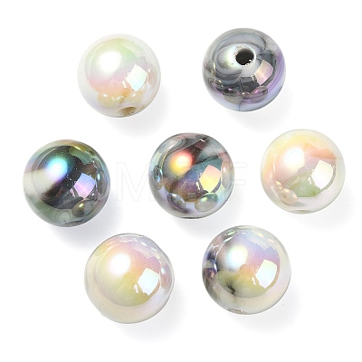 UV Plating Rainbow Iridescent Acrylic Beads OACR-F004-04G-1