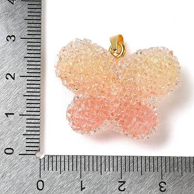 Transparent Resin Dotted Rhinetone Pendants RESI-N040-02G-RS-1