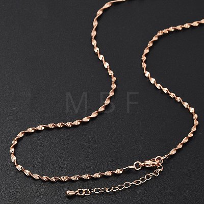 Brass Singapore Chains Necklaces for Women NJEW-D302-36RG-1