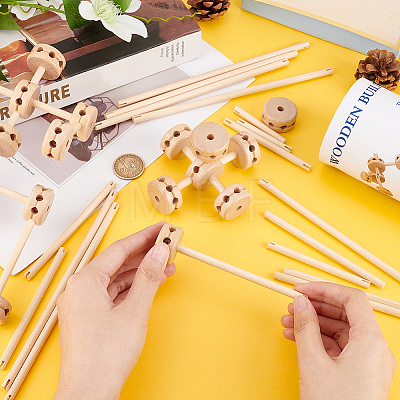 Schima Wood Building Toy Sets DIY-WH0030-37-1