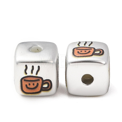 Plating Printed Acrylic European Beads AC-CBA655C-16C-1