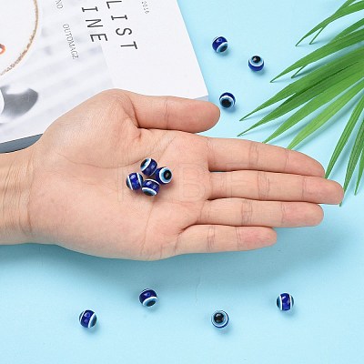 Round Evil Eye Resin Beads RESI-R159-10mm-08-1