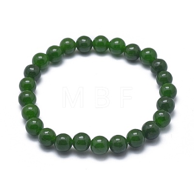 Natural TaiWan Jade Bead Stretch Bracelets X-BJEW-K212-A-019-1