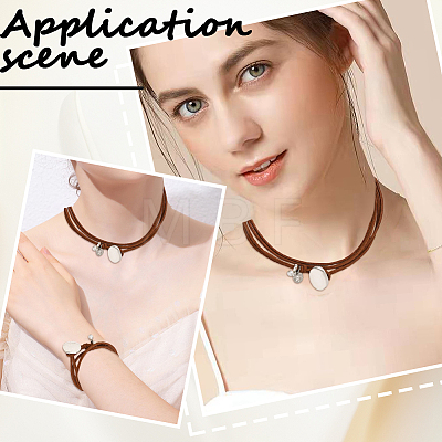 2Pcs 2 Styles Alloy Rectangle PU Leather Layered Cord Choker Necklaces for Women NJEW-CL0001-34A-1