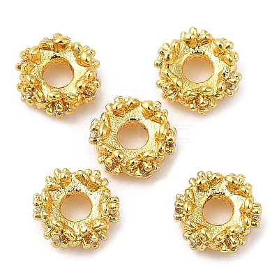 Rack Plating Brass Micro Pave Cubic Zirconia Beads KK-A186-01C-G-1