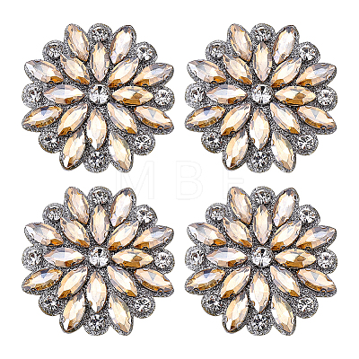 4Pcs Glass Rhinestone Flower Wedding Dress Accessories STIC-FG0001-11A-1