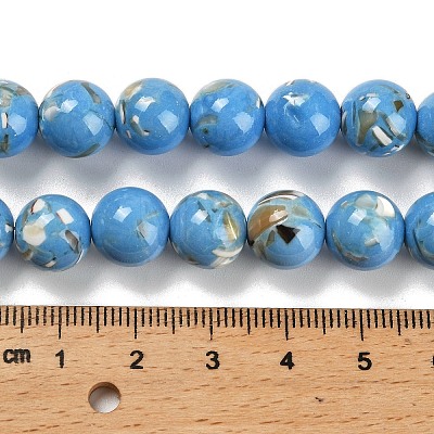 Assembled Synthetic Stone and Trochus Shell Beads Strands G-B128-08D-08-1