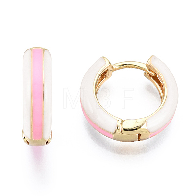 Brass Huggie Hoop Earrings EJEW-S209-07E-1