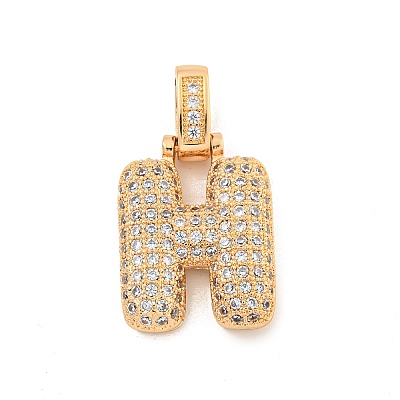 Brass Micro Pave Clear Cubic Zirconia Pendants KK-B099-01G-H-1