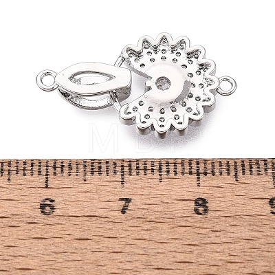 Brass Micro Pave Clear Cubic Zirconia Fold Over Clasps KK-Q074-18P-1