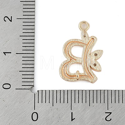 Brass Crystal Rhinestone Letter Links Connector Charms KK-S395-06G-B-1