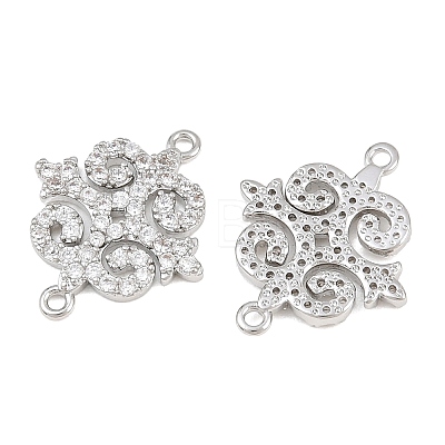 Brass Micro Pave Clear Cubic Zirconia Connector Charms CU-CBA7BFE-03F-P-1