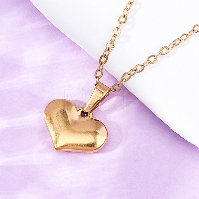 Heart 304 Stainless Steel Pendant Necklaces NJEW-H059-17G-1