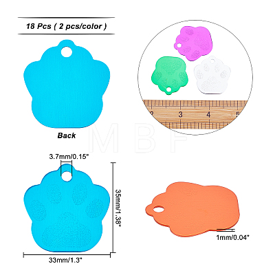 18Pcs 9 Colors Aluminum Alloy Pendants ALUM-AR0001-02-1