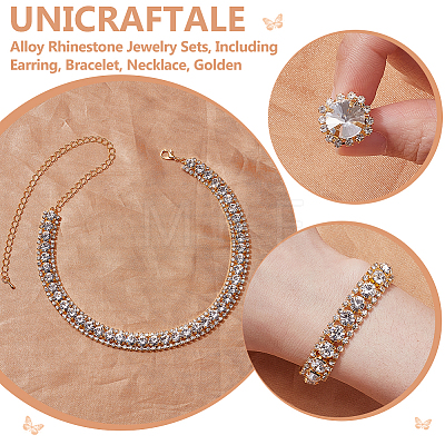 1 Bag Alloy Rhinestone Jewelry Sets SJEW-UN0001-27G-1