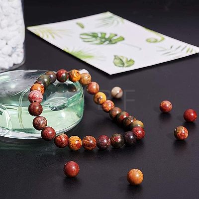 Natural Polychrome Jasper/Picasso Stone/Picasso Jasper Beads Strands G-NB0001-13-1