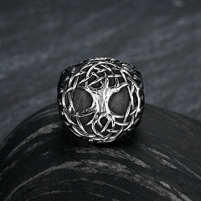 Retro 316 Stainless Steel Tree of Life Finger Rings FIND-PW0020-09E-1