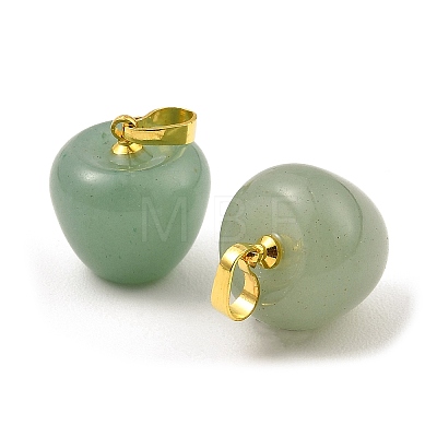 Natural Green Aventurine Teacher Apple Charms G-Z022-02N-G-1