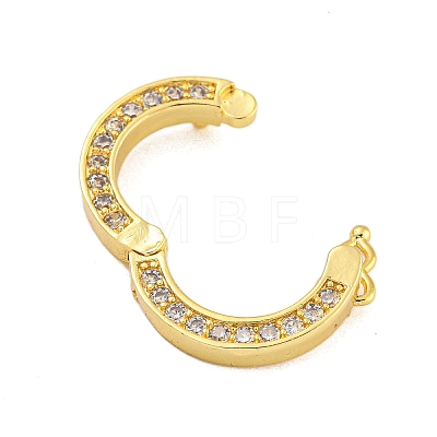 Rack Plating Brass Micro Pave Clear Cubic Zirconia Twister Clasps KK-F876-06G-02-1