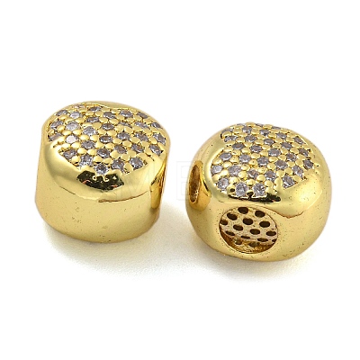 Rack Plating Brass Micro Pave Cubic Zirconia Beads KK-I718-43G-1