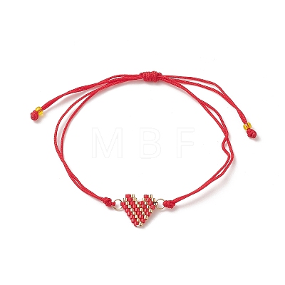 Handmade Japanese Seed Heart Link Bracelets BJEW-MZ00012-1