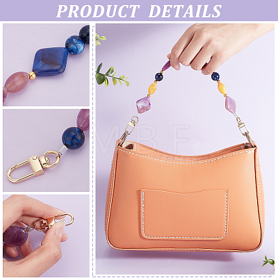   4Pcs 4 Style Resin Imitation Gemstone Beaded Bag Handles FIND-PH0009-46B-1